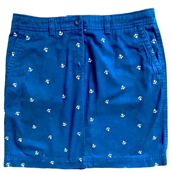 Super Cute LLBean Blue Cotton Straight Skirt With Pink Anchors Size 12P - Picture 3 of 8